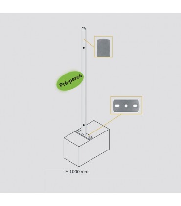 Poteau plat de cloture à fixer 1000mm