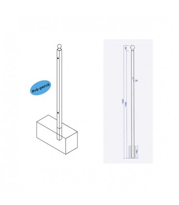 Poteau de cloture Linear à sceller 1350mm