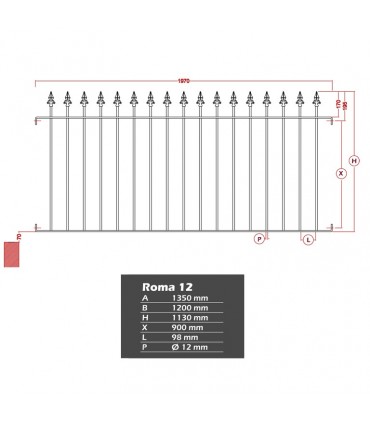 Grille de cloture ROMA 12 prête à poser