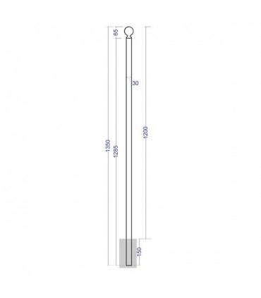 Poteau de cloture Linear a sceller 1650mm