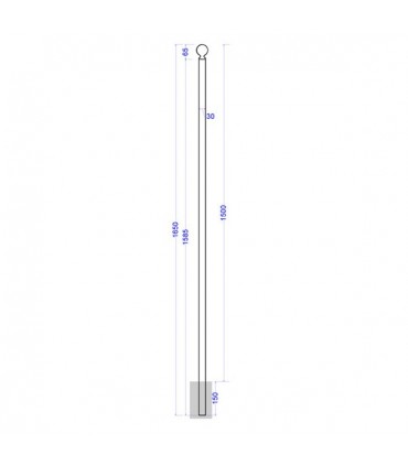 Poteau d'angle de cloture Linear a sceller 1650mm