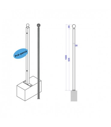 Poteau de cloture à fixer 1000mm