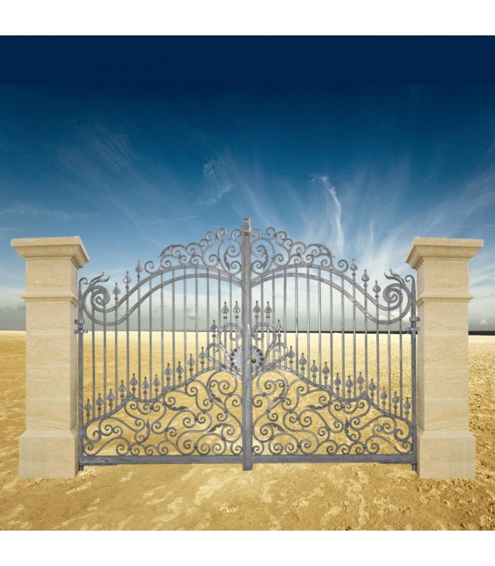 Portail fer forgé DIANA 3.5m carré de 16x16mm galvanisé manuel ou motorisable