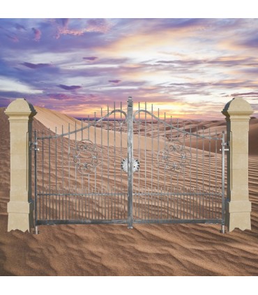 Portail fer forgé AFRODITE 3.5m carré de 14x14mm galvanisé manuel ou motorisable