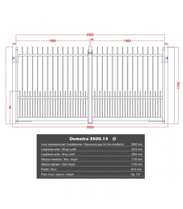Portail fer forgé DEMETRA 3,5m rond de ø14mm galvanisé manuel ou motorisable