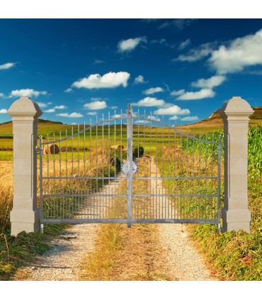 Portail fer forgé APOLLO 3.5m carré de 12x12mm galvanisé manuel ou motorisable