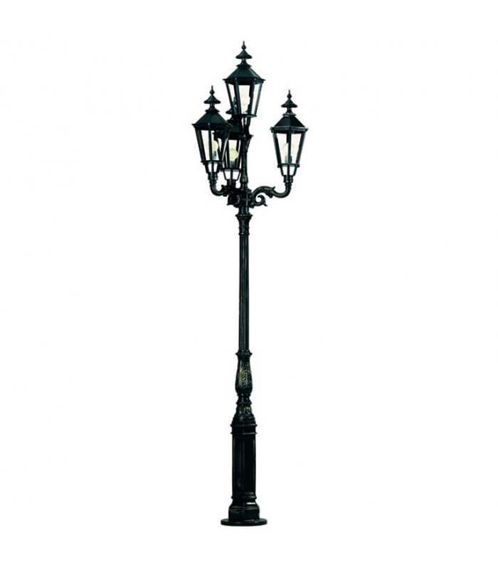 Réverbère BRUXELLES 4 points lumineux sur poteau hauteur 320cm