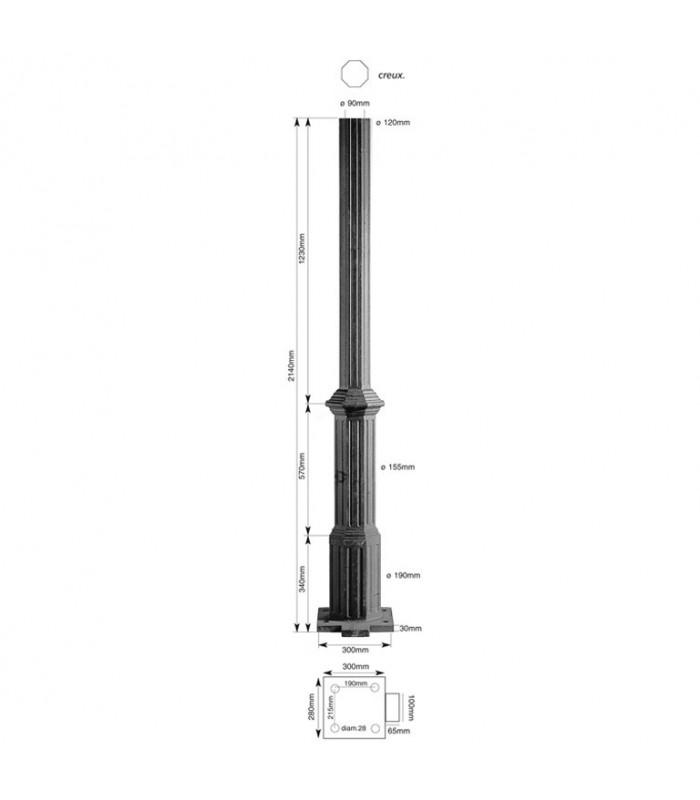 Poteau fonte usage bâtiment 2,14cm