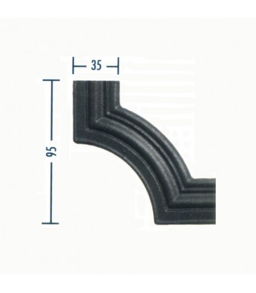 Moulure d'angle pour profilé 35x12 hauteur 125mm pour soubassement de portail