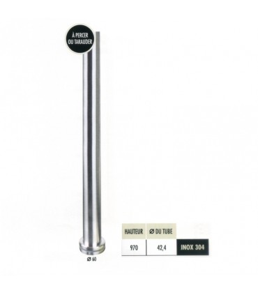 Poteau Ø42,4mm assemblé en INOX304 pour marches