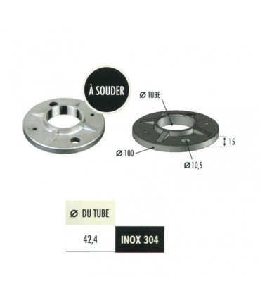 Bride - platine de fixation pour poteau Ø42,4 INOX304