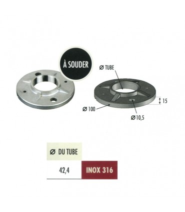 Bride - platine de fixation pour poteau Ø42,4 INOX316