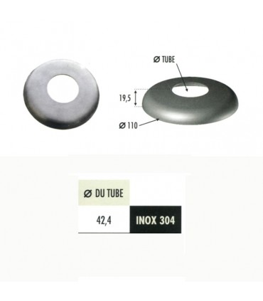 Coupelle cache embase pour poteau Ø42,4 INOX304