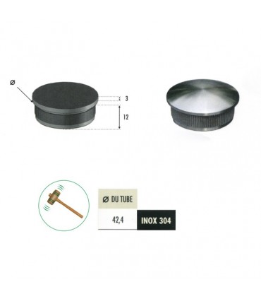 Bouchon bombé de finition INOX304 Ø42,4mm