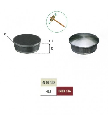Bouchon bombé de finition INOX316 Ø42,4mm