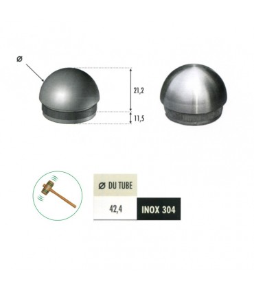 Bouchon rond de finition INOX304 Ø42,4mm
