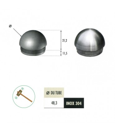 Bouchon rond de finition INOX304 Ø48,3mm