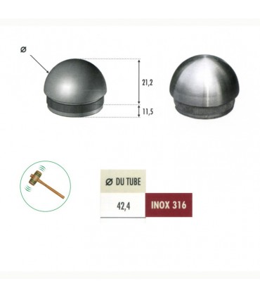 Bouchon rond de finition INOX316 Ø42,4mm