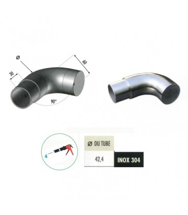 Bouchon coudé plat de finition INOX304 Ø42,4mm