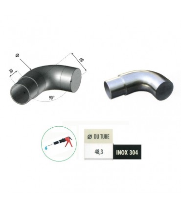 Bouchon coudé plat de finition INOX304 Ø48,3mm