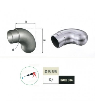 Bouchon coudé rond de finition INOX304 Ø42,4mm