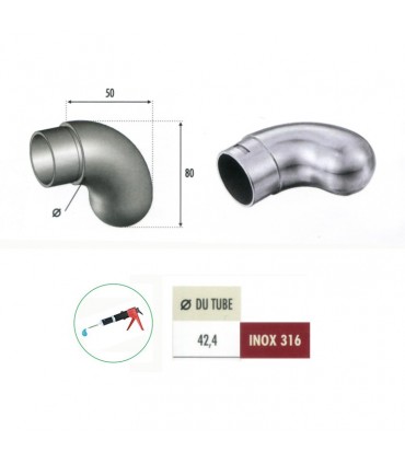 Bouchon coudé rond de finition INOX316 Ø42,4mm