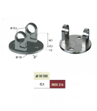 Platine ronde et anneaux de serrage INOX316