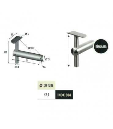 Support déporté de main courante Ø42,4mm INOX304