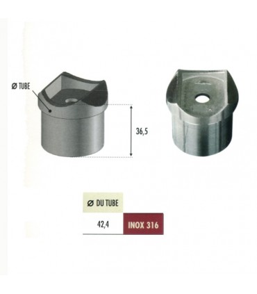 Support de main courante Ø42,4mm INOX316