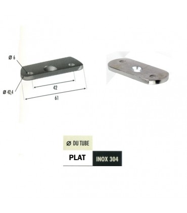 Patte support de main courante plate INOX304