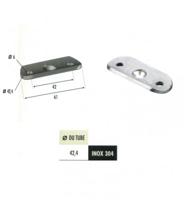 Patte support de main courante Ø42,4mm INOX304