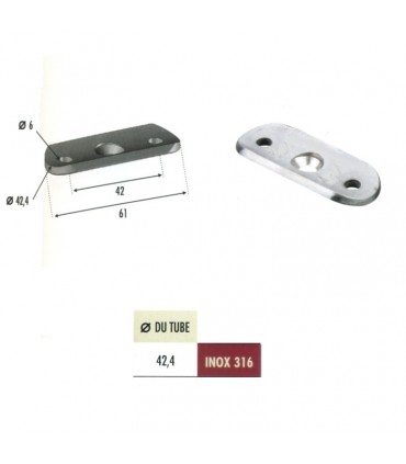 Patte support de main courante plate INOX316