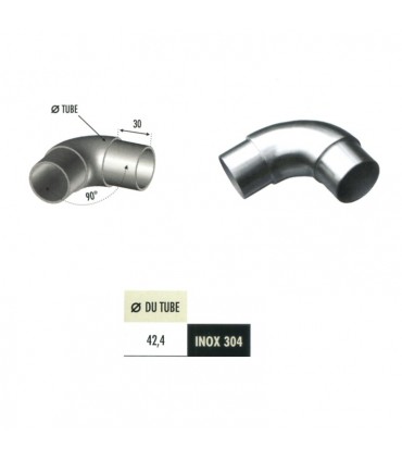 Connecteur arrondi coudé 90° Ø42,4mm INOX304