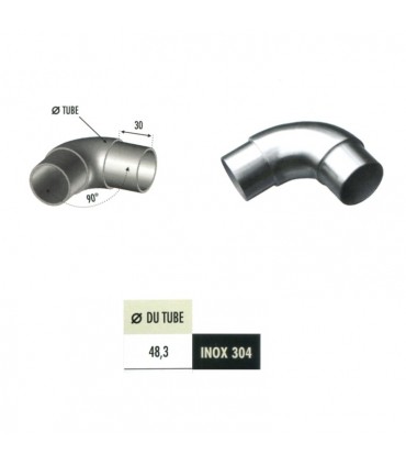 Connecteur arrondi coudé 90° Ø48,3mm INOX304