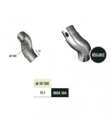 Connecteur réglable de tube rond Ø42,4mm INOX304