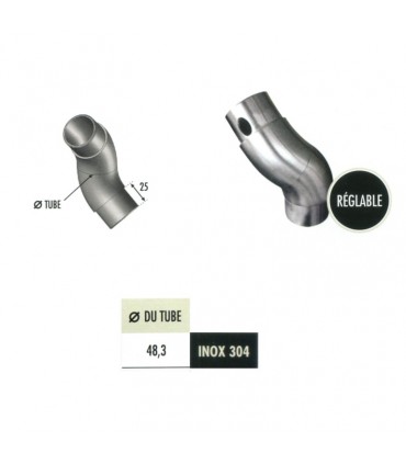 Connecteur réglable de tube rond Ø48,3mm INOX304