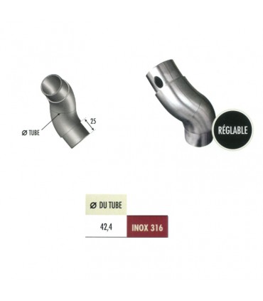 Connecteur réglable de tube rond Ø42,4mm INOX316