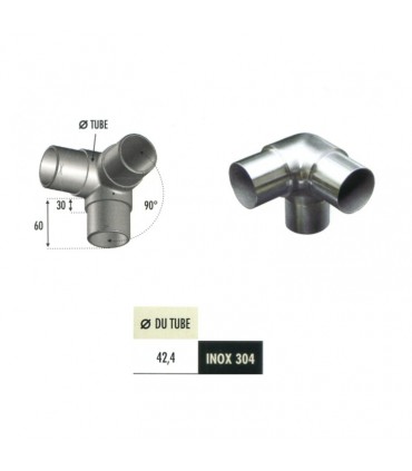 Connecteur 3 axes de tube rond Ø42,4mm INOX304