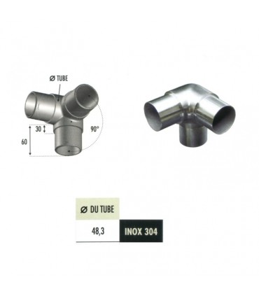 Connecteur 3 axes de tube rond Ø48,3mm INOX304