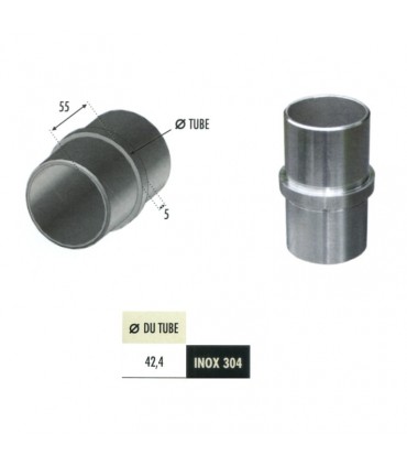 Connecteur droit jonction de tube rond Ø42,4mm INOX304