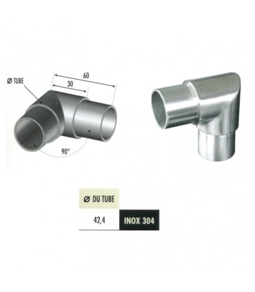 Connecteur en angle coudé 90° Ø42,4mm INOX304