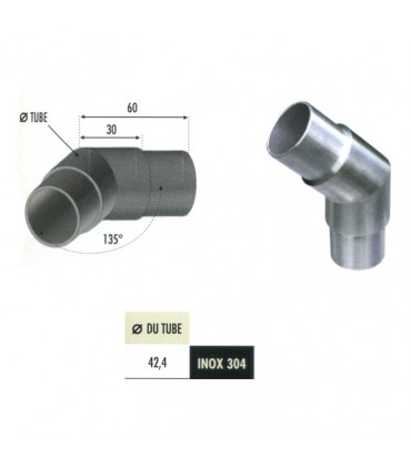 Connecteur en angle coudé 135° Ø42,4mm INOX304