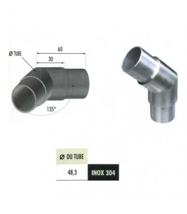 Connecteur en angle coudé 135° Ø48,3mm INOX304