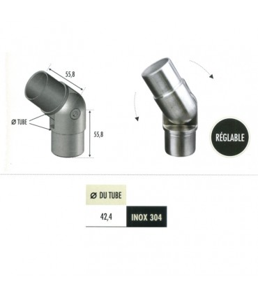 Connecteur orientable Ø42,4mm INOX304