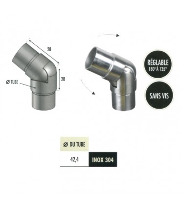 Connecteur orientable 135 à 180° Ø42,4mm INOX304