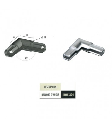 Raccord d'angle pour profil d'encadrement Ø18mm INOX304