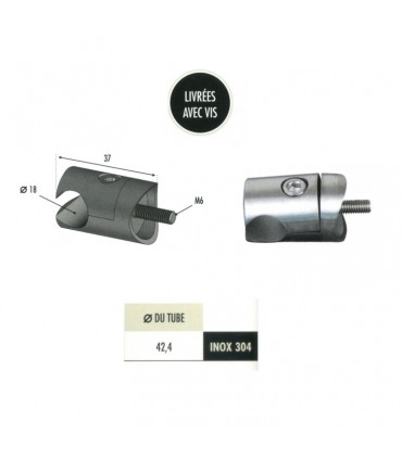 Pince à tôle Ø42,4mm pour profil d'encadrement Ø18mm INOX304