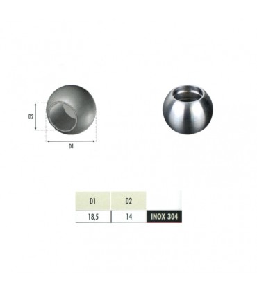 Boules pleines INOX304 Ø18,5mm avec trou borgne Ø14mm