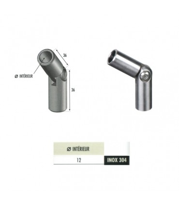 Raccord orientable INOX304 pour ronds Ø12mm