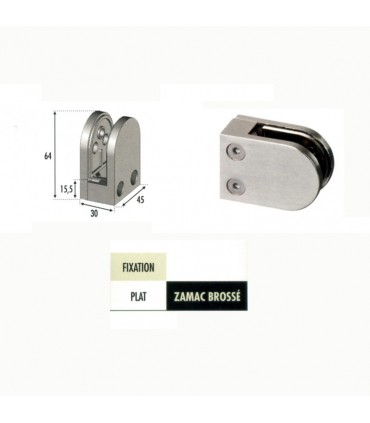 Pince à verre ronde 64mm en zamac brossé pour plat